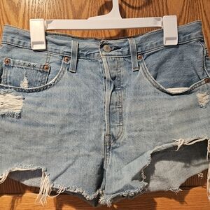 Levi's Light Blue Distressed Cutoff Denim Shorts